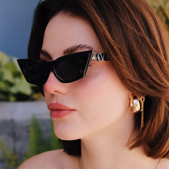 NEW V-GOLDCUT VLS-113B VALENTINO SUNGLASSES BLACK CAT EYE EYEWEAR VALENTINO - Picture 9 of 13